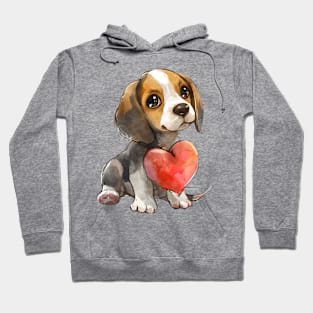 Valentine Beagle Holding Heart Hoodie